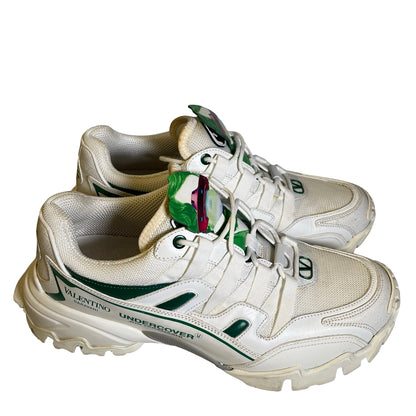 Used VALENTINO Mesh Leather Climbers Undercover Collaboration Sneakers White Green