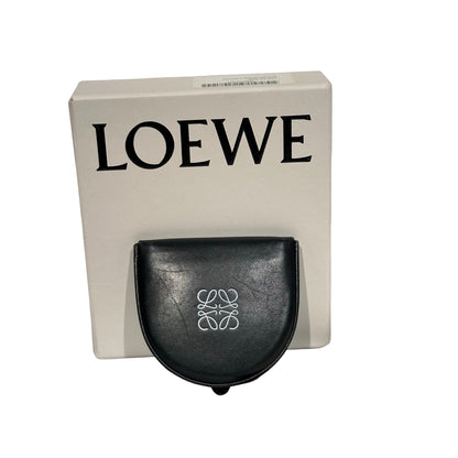 Used LOEWE Calfskin Leather Coin Purse Black