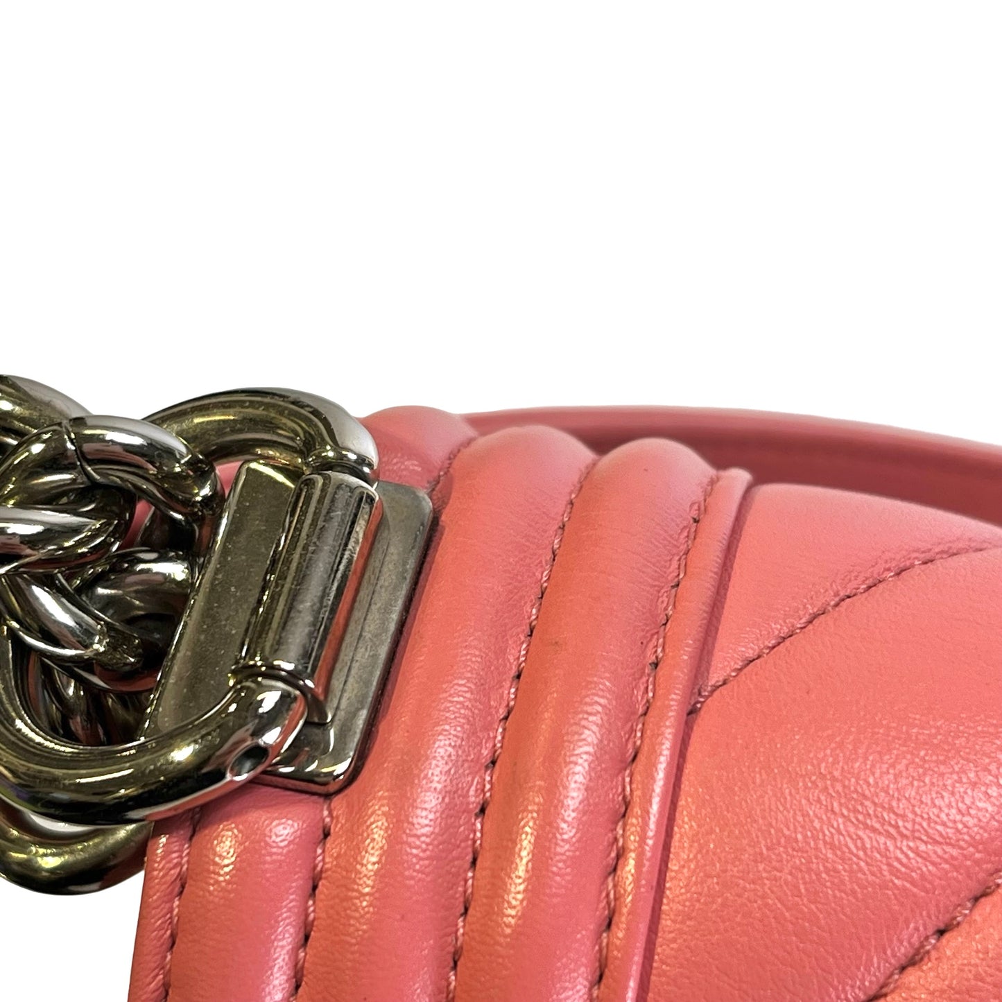 CHANEL Lambskin Boy Shoulder Bag Pink PHW