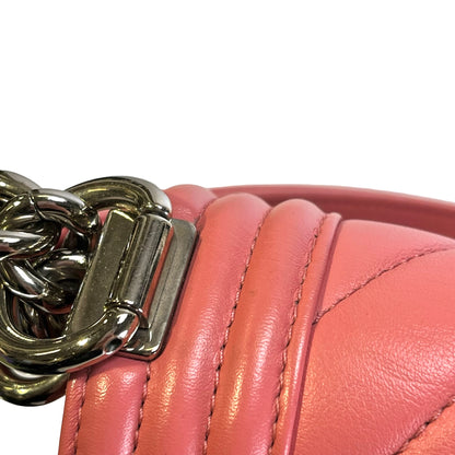 CHANEL Lambskin Boy Shoulder Bag Pink PHW