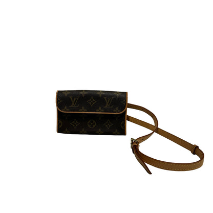 Used LOUIS VUITTON Monogram Canvas Pochette Florentine Belt bag Brown