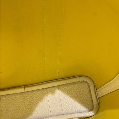 Used HERMES Canvas Leather Garden File Tote Bag Yellow White