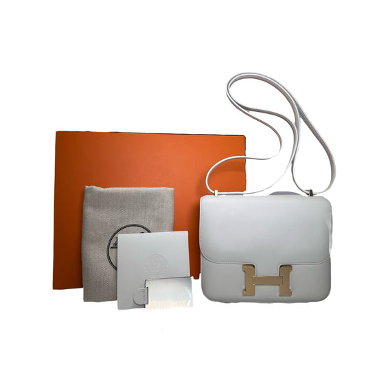 Used HERMES MINI CONSTANCE Shoulder Bag WHITE GHW