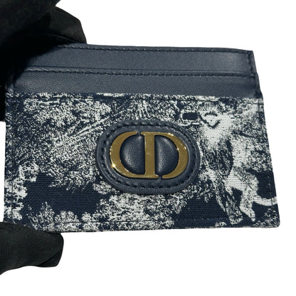 Used DIOR Toile de Jouy Saddle Card holder Navy Blue White