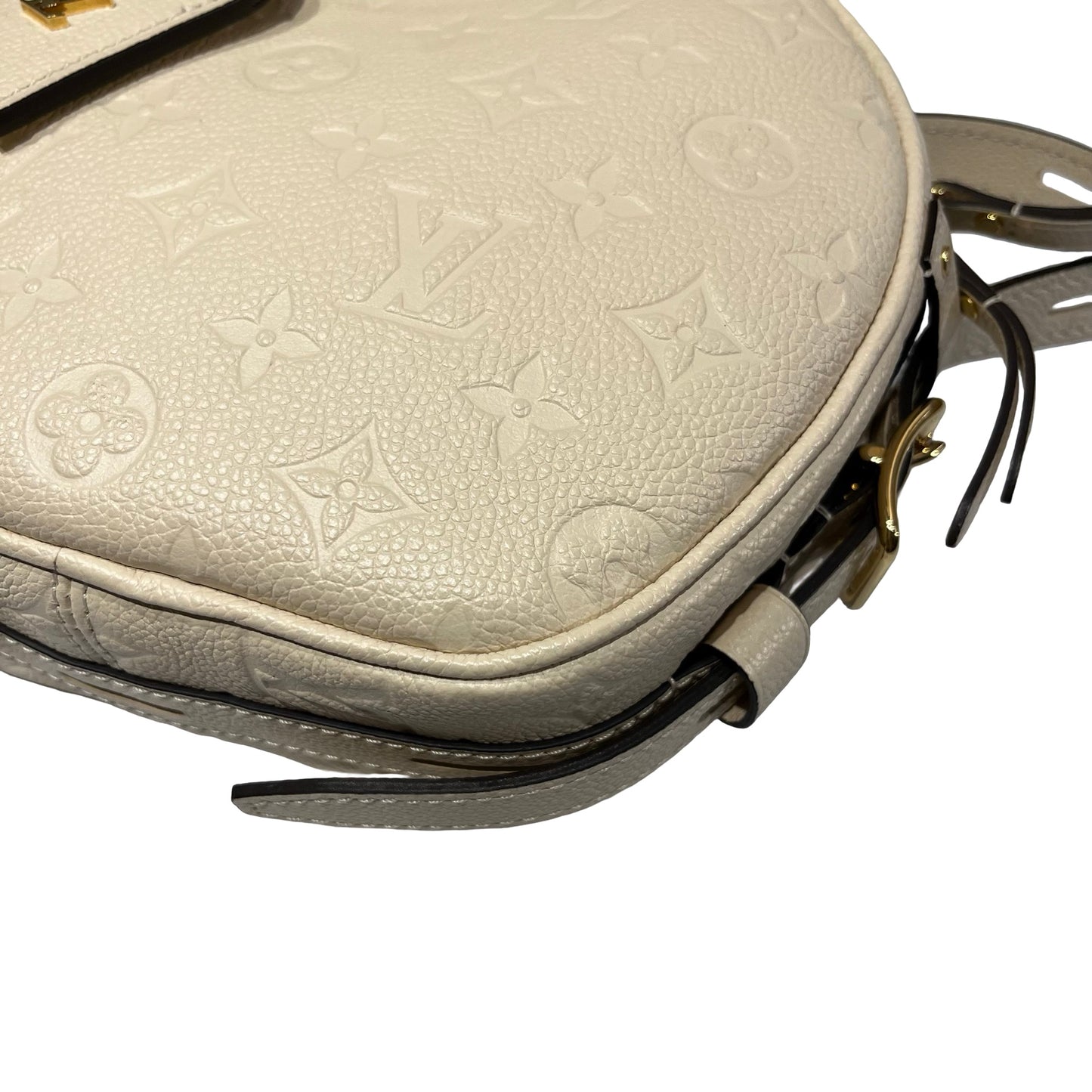 Used LOUIS VUITTON Calfskin Leather Cross Body Bag White GHW