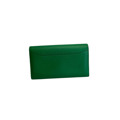 Used HERMES Epsom Calfskin Constance Long wallet Green Silver