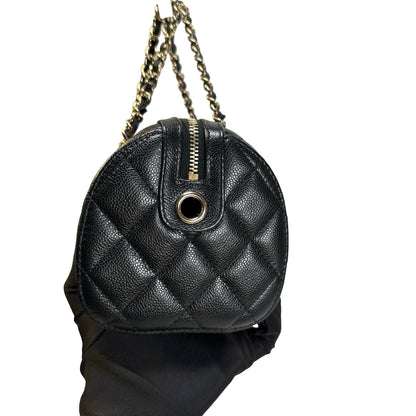 Used CHANEL Quilted Caviar leather Caviar Vanity Case Vanity case Black Gold