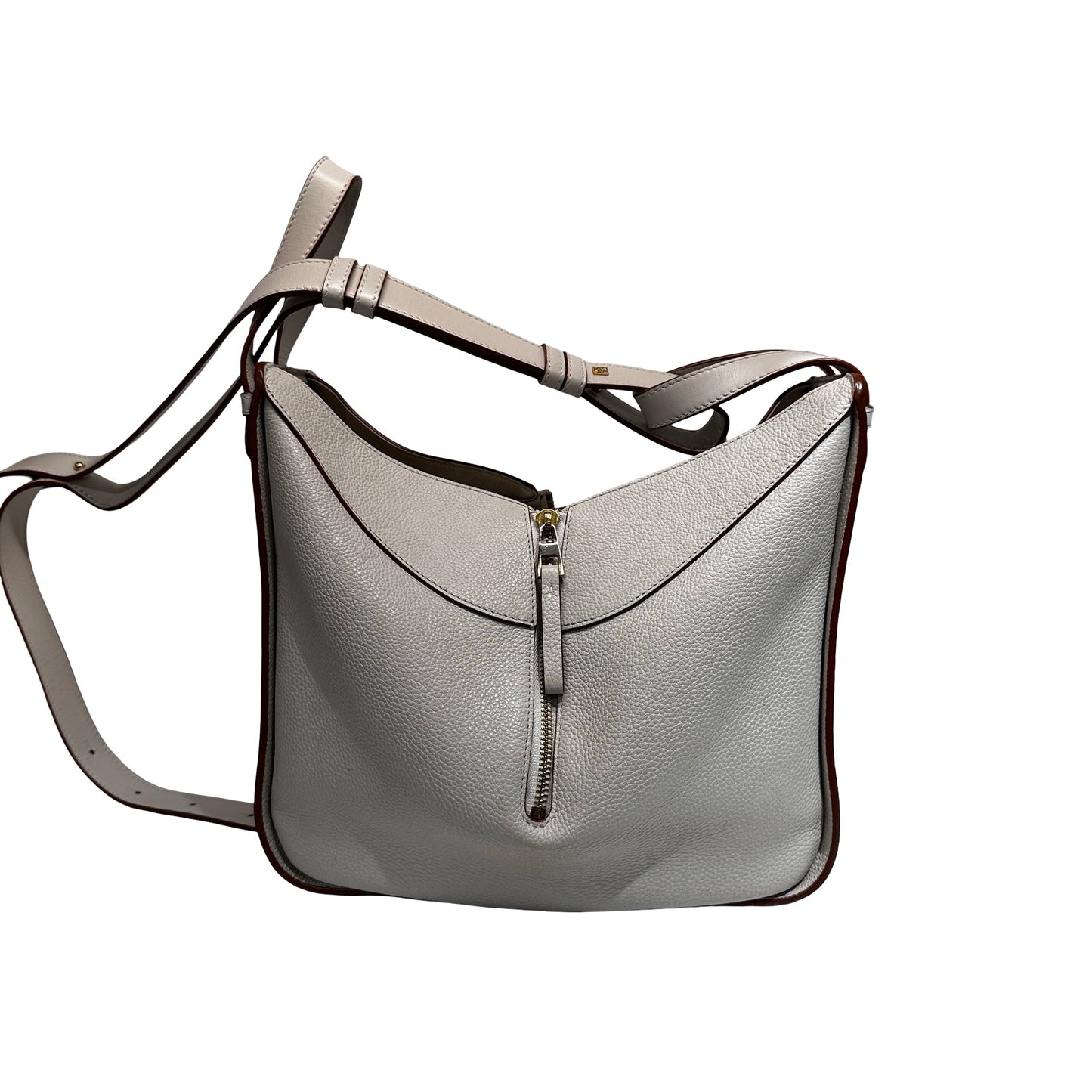 Used LOEWE Calfskin Leather Honnock Shoulder Bag Beige GHW