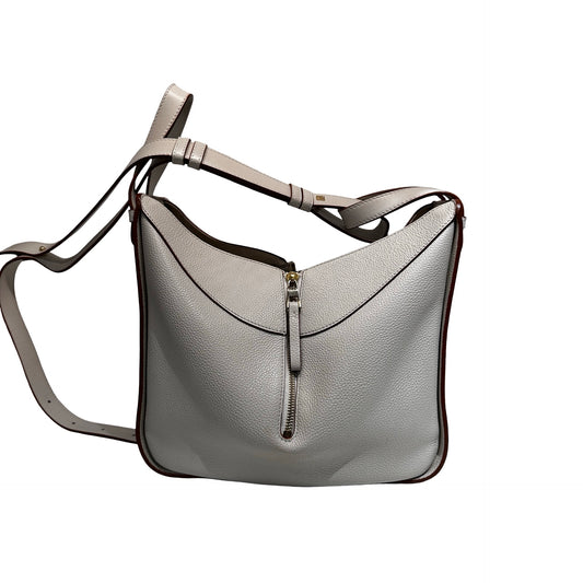 Used LOEWE Calfskin Leather Honnock Shoulder Bag Beige GHW