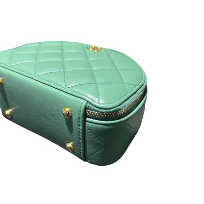 Used Chanel Chic Riviera Top Handle Vanity Case Green GHW