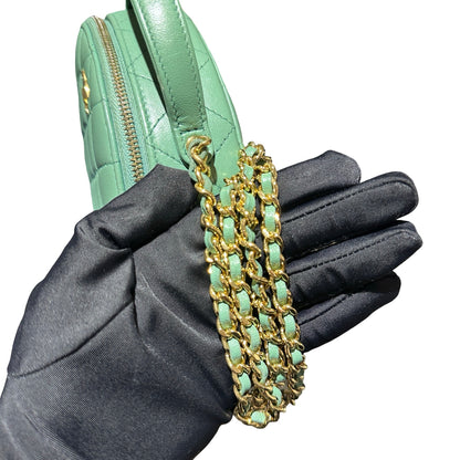 Used Chanel Chic Riviera Top Handle Vanity Case Green GHW