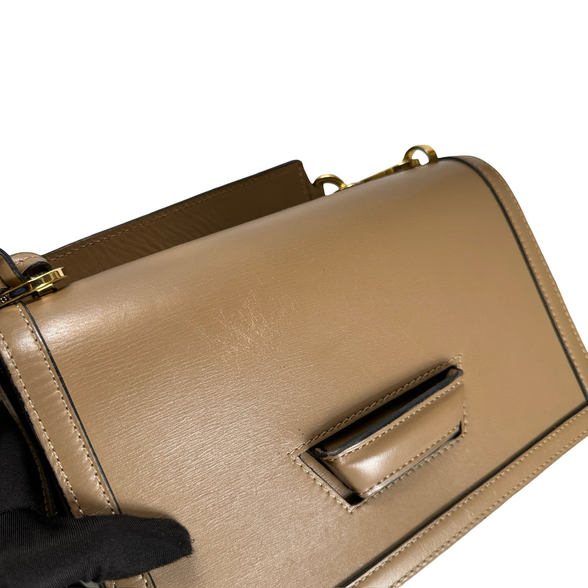 Used LOEWE Calfskin Barcelona Crossbody Bag Brown GH