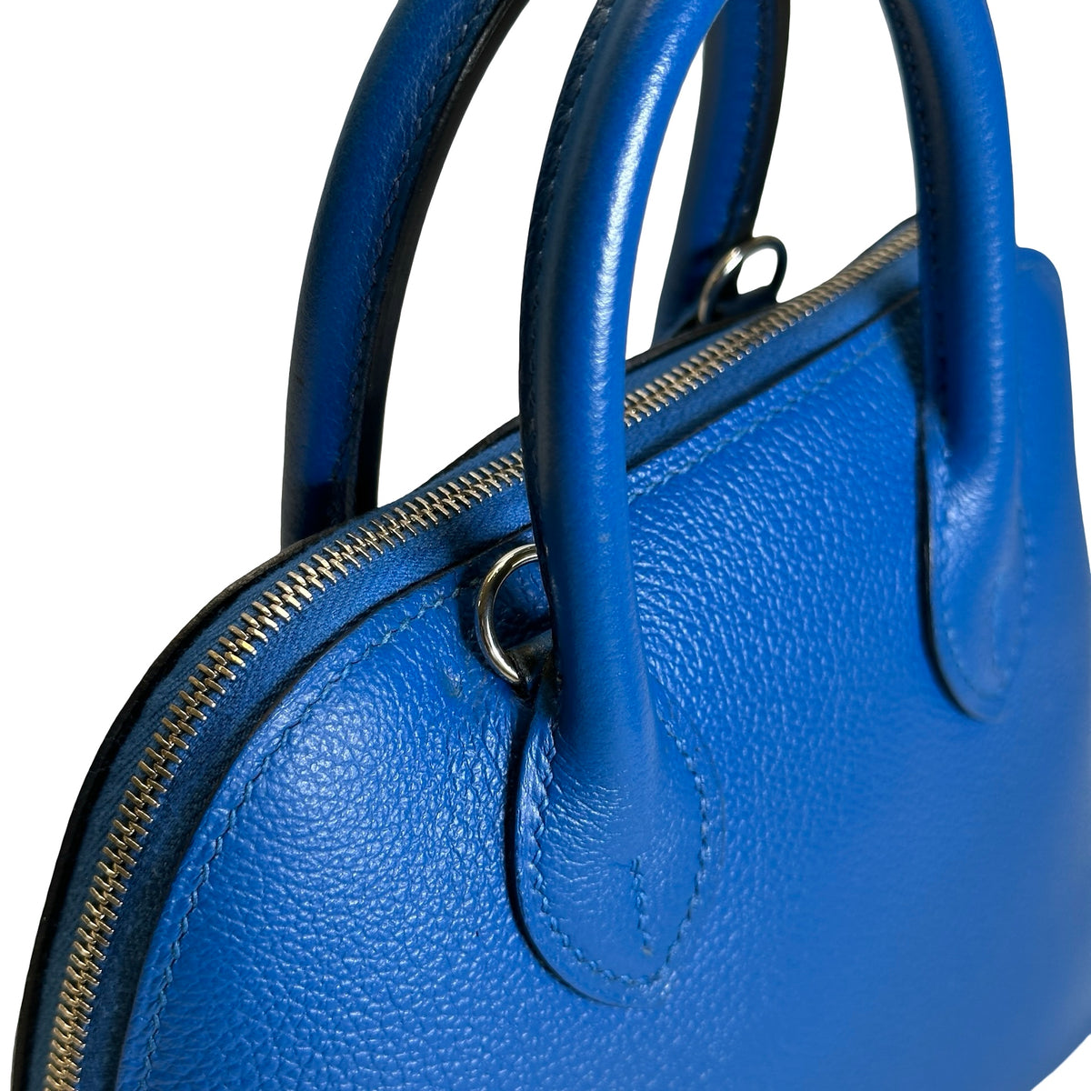 Used HERMES Epsom leather Bolide Mini Handbag Blue