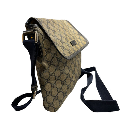 Used GUCCI Canvas Cross Body Bag Beige Navy