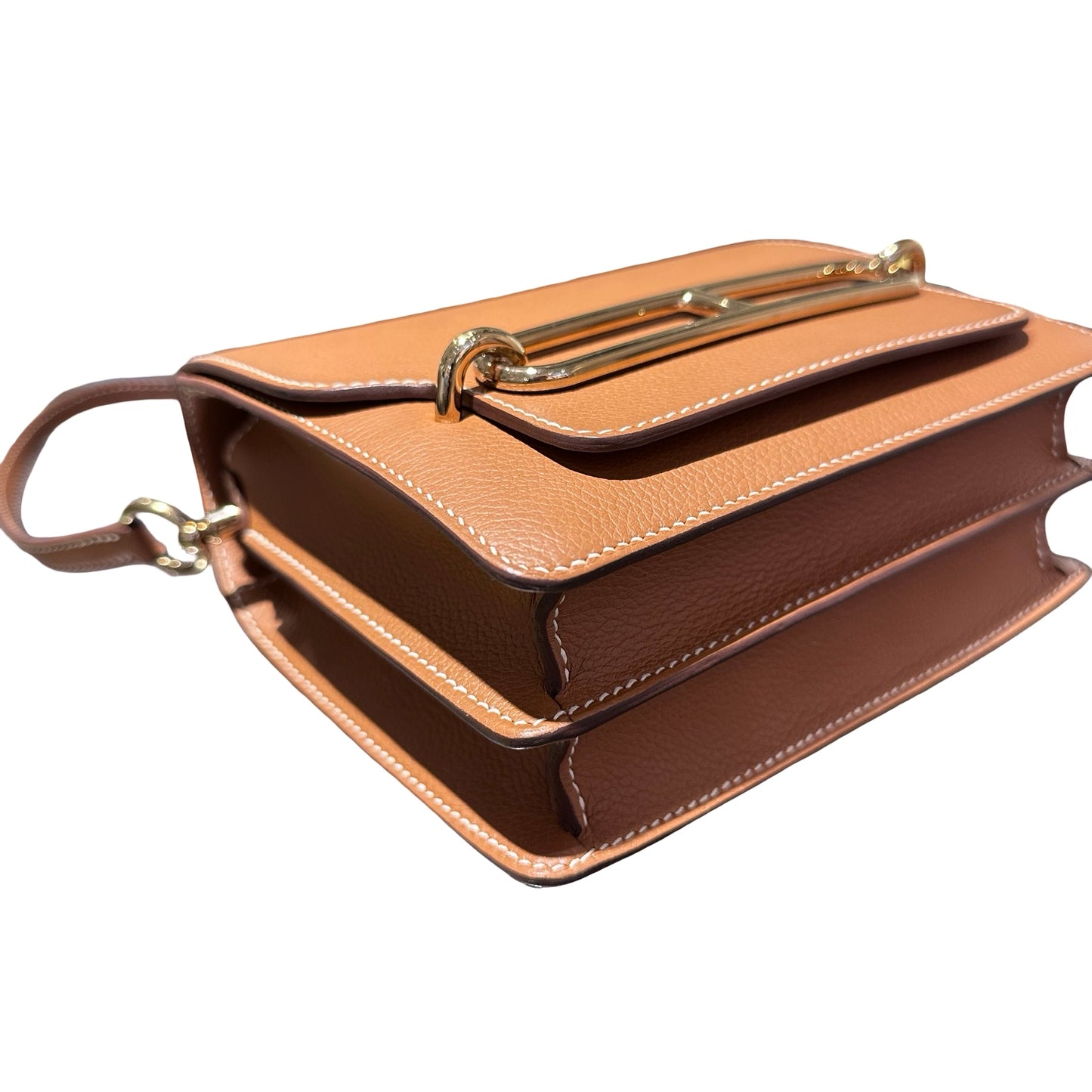 Used HERMÈS Evercolor leather MINI ROULIS Cross Body Bag GHW Gold
