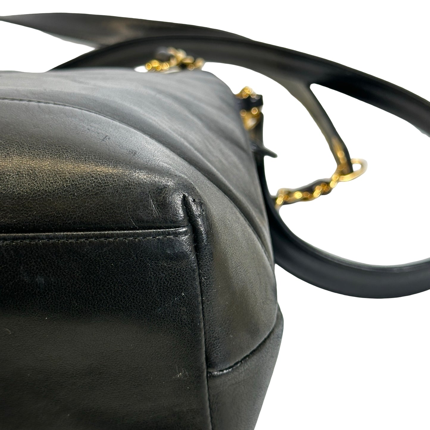 Used CHANEL solid vintage CC logo shoulder bag Shoulder Bag black
