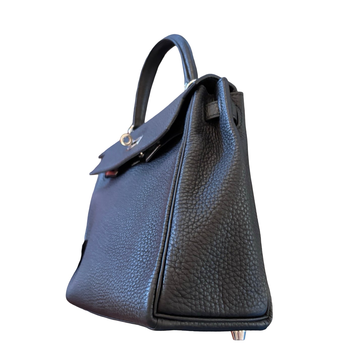 Used HERMES Togo Kelly 25 Handbag Black PHW