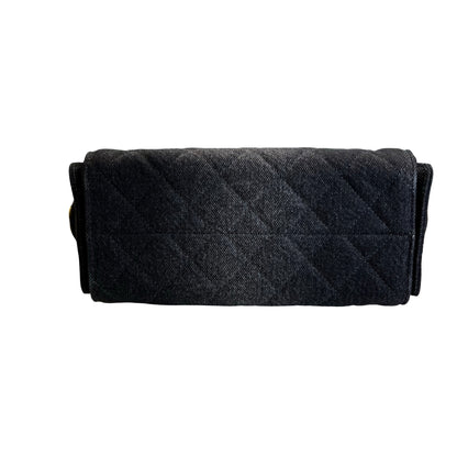 Used CHANEL Denim 26P Mini 25 Bag Shoulder Bag Black Gold