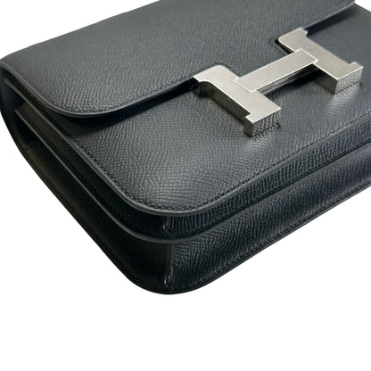Brand New HERMES Epsom Constance Crossbody Bag Black Silver