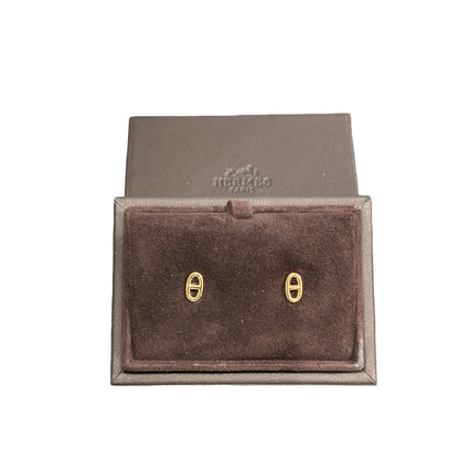 HERMES Solid Gold Chaine d'Ancre TPM Earrings GHW