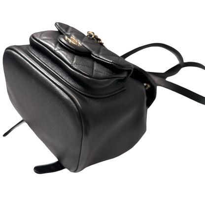 Used Chanel Calfskin Leather Small Duma Backpack Black GHW