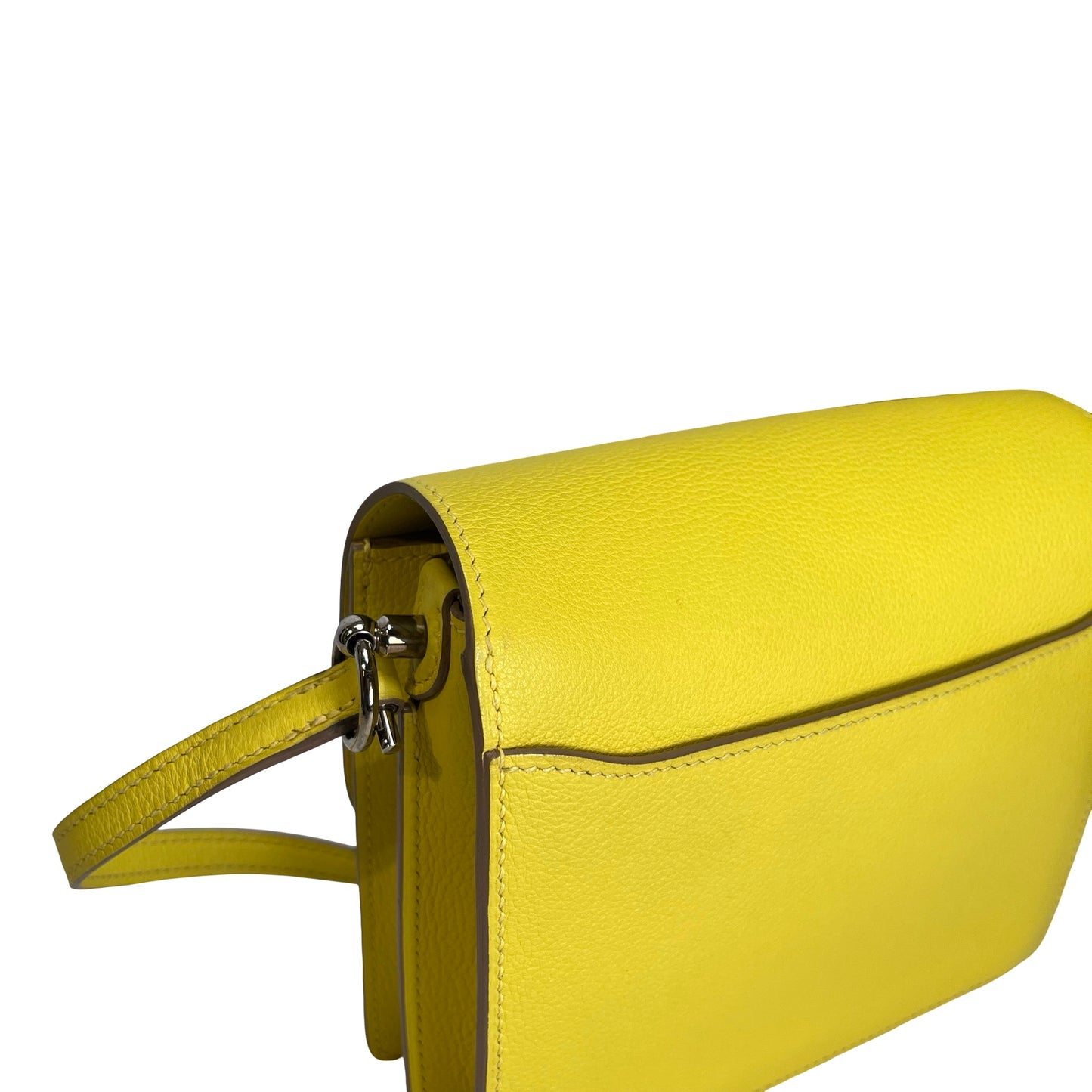 Used HERMES Evercolor Roulis Shoulder Bag YELLOW PHW