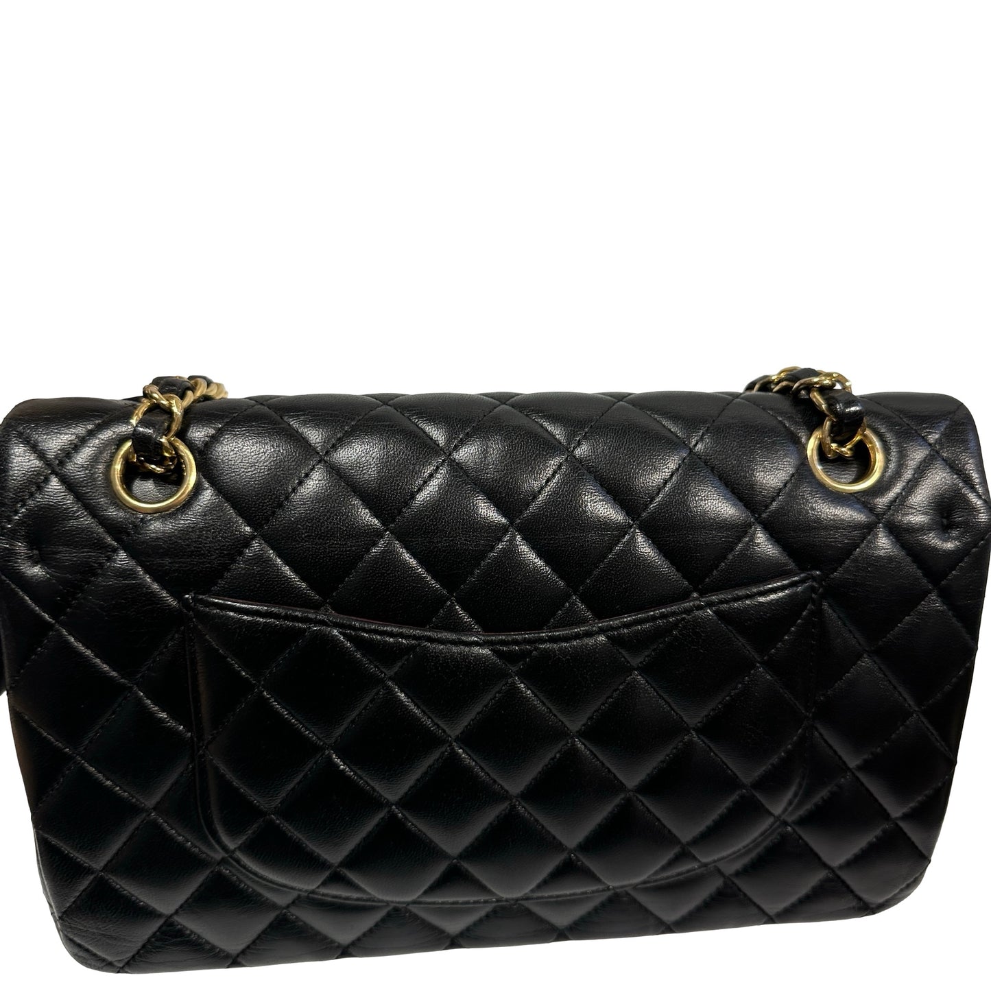 Used Chanel Calfskin Leather CF 25 Shoulder Bag Black GHW
