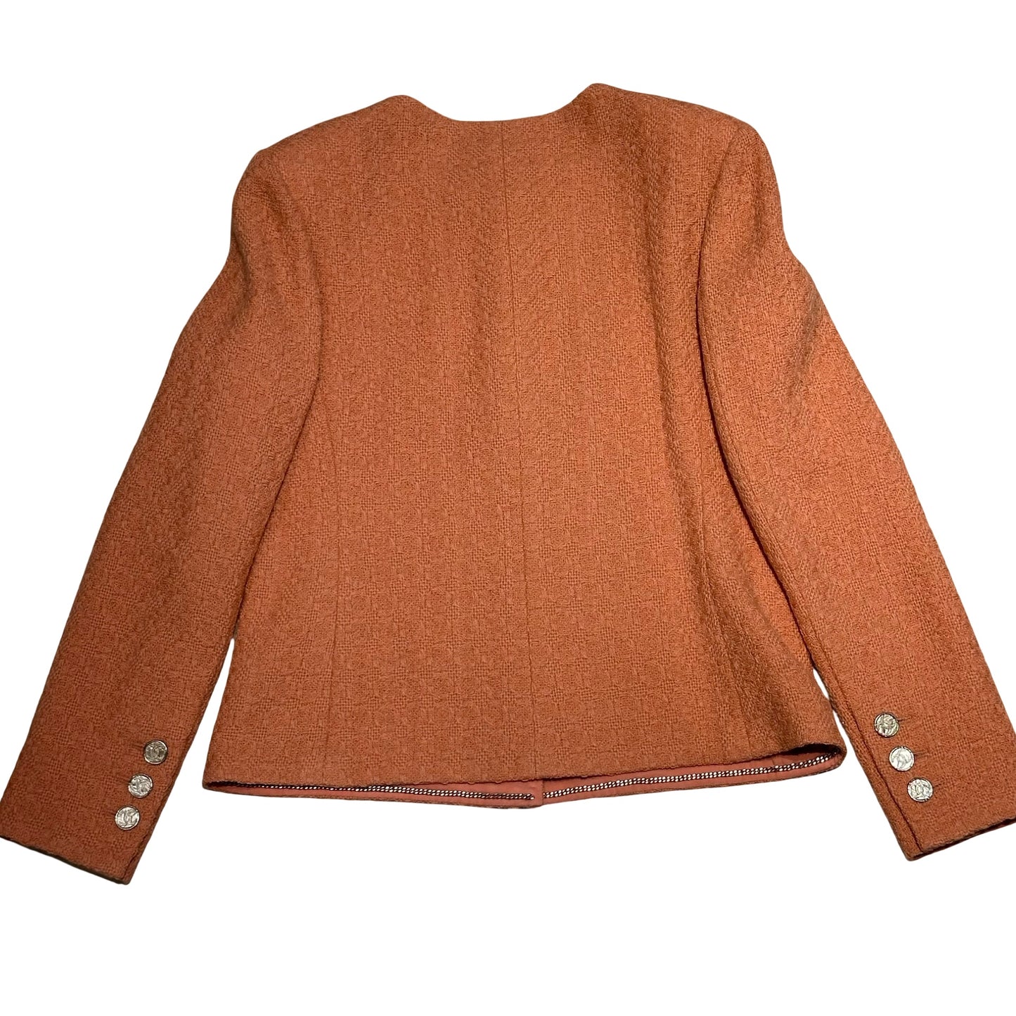 Used CHANEL Tweed Blazer Jacket Coral PHW