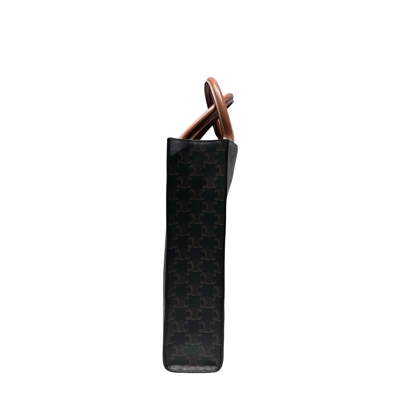 Used CELINE Calfskin Leather Triomphe Cabas Tote Brown