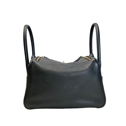 Used HERMES TC Lindy 26 Handbag Black GHW
