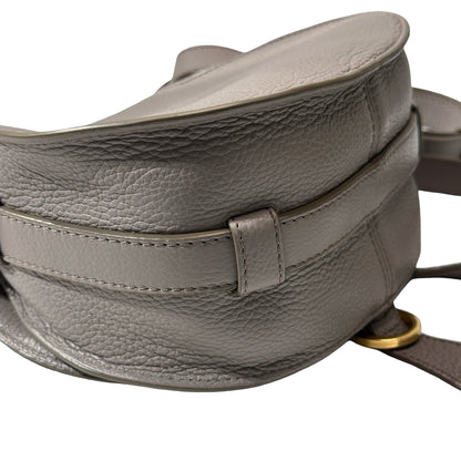 Used CHLOE Grained Calfskin Cross body bag Saddle Bag Grey