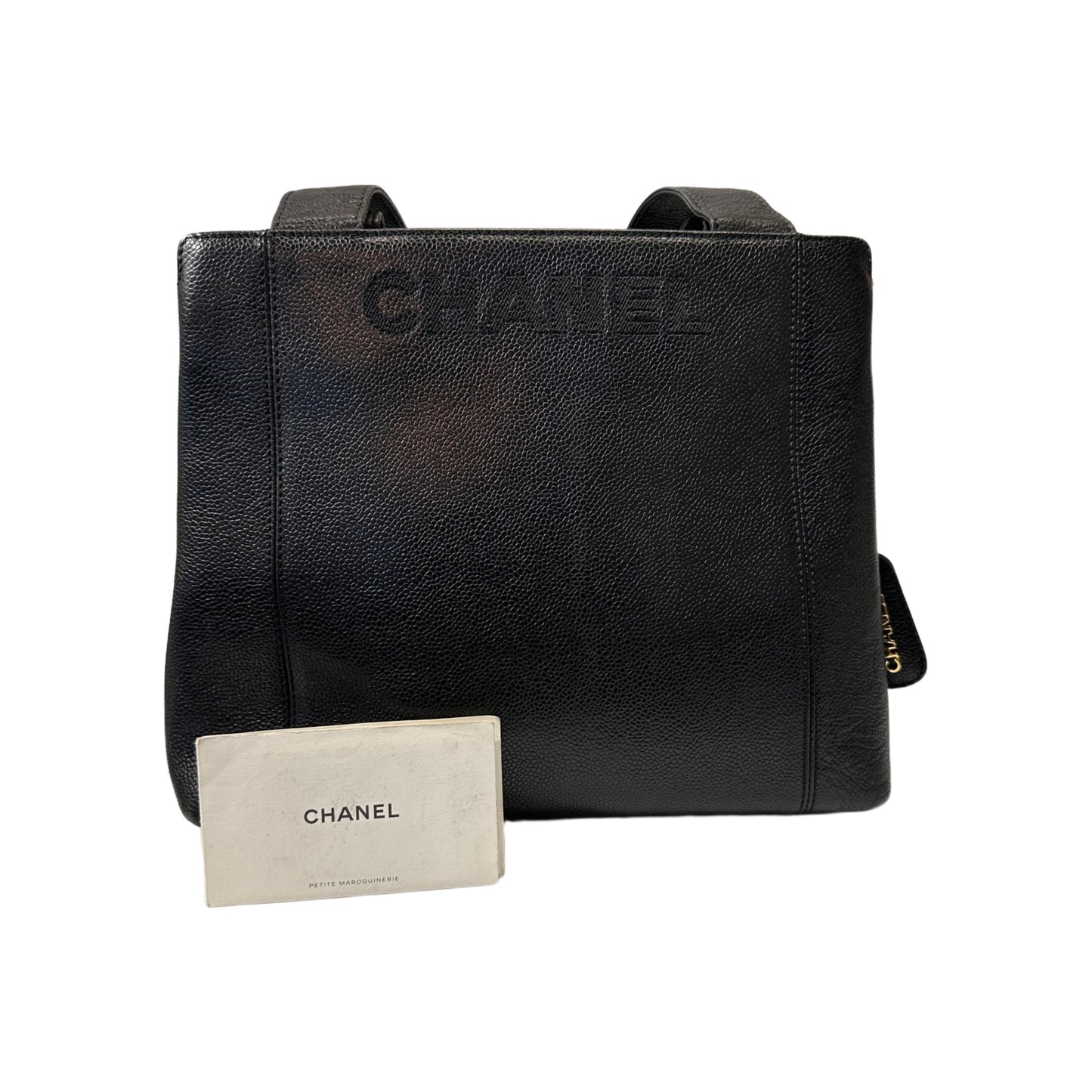 Used CHANEL Caviar Leather Vintage Shoulder Shoulder Bag GHW Black