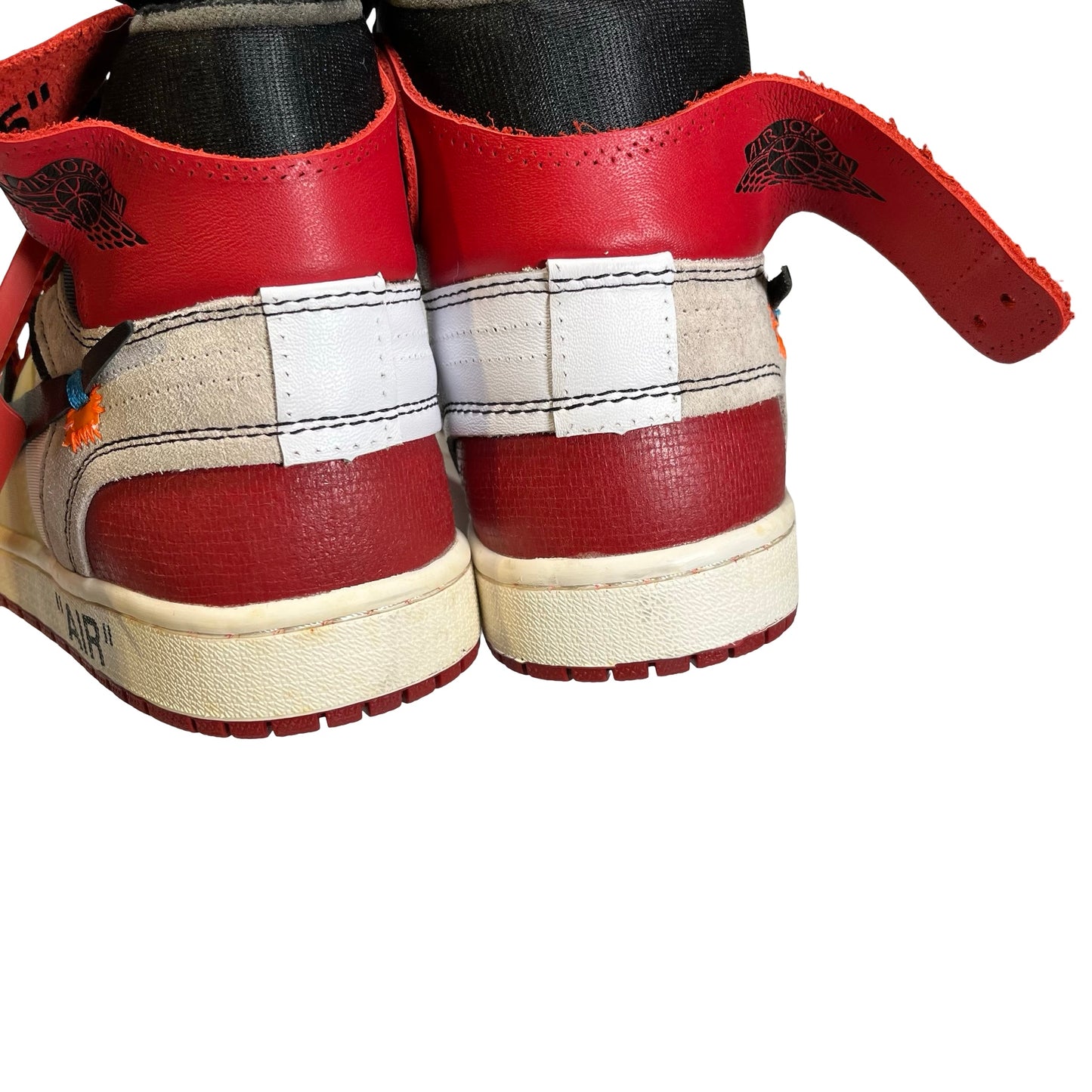 OFF WHITE X NIKE Leather Mesh Suede Off-White x Air Jordan 1 Retro High OG 'Chicago' Sneakers Red White Black