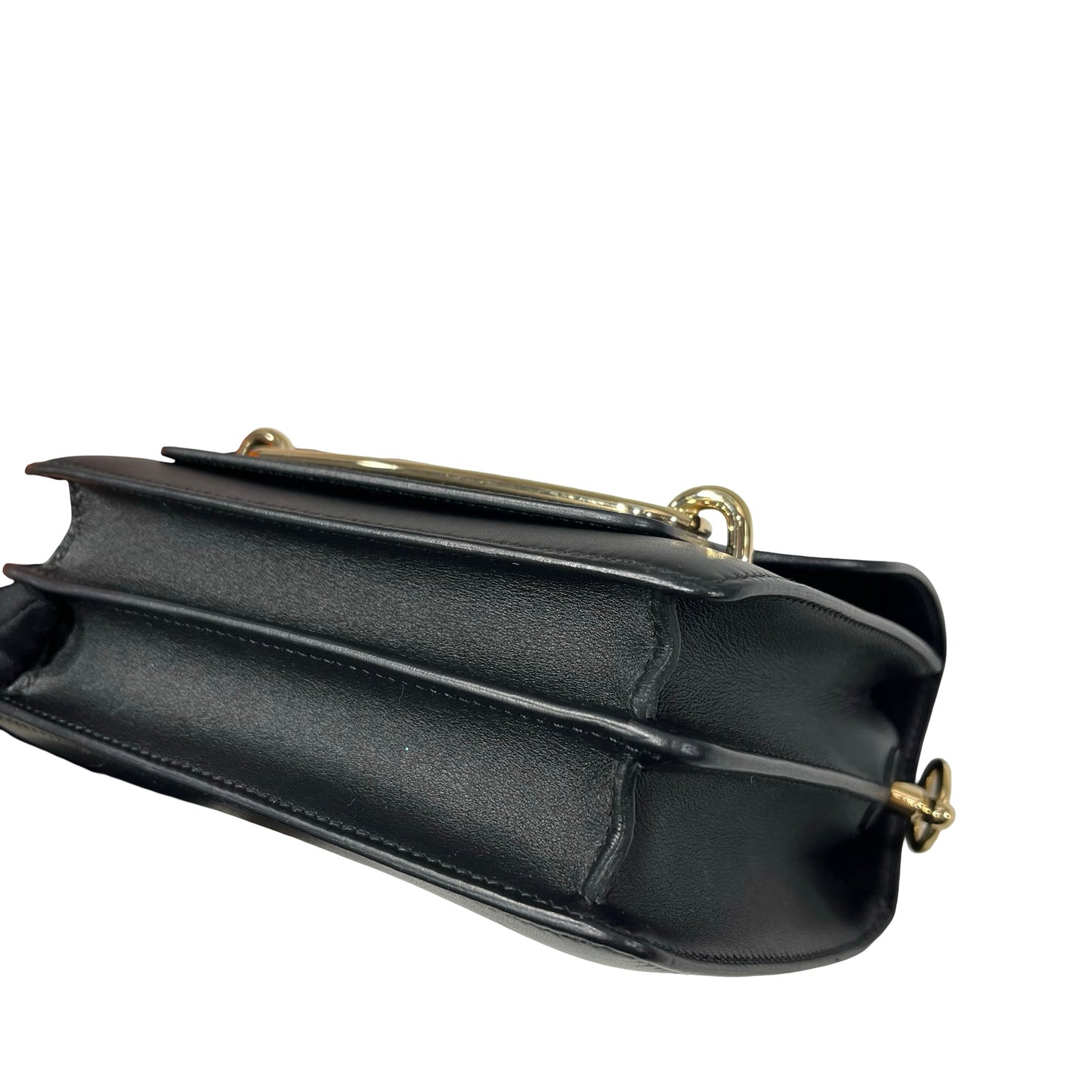 Used HERMÈS Calfskin Leather Roulis mini Shoulder Bag Black GHW