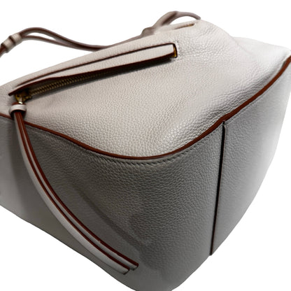 Used LOEWE Calfskin Leather Honnock Shoulder Bag Beige GHW