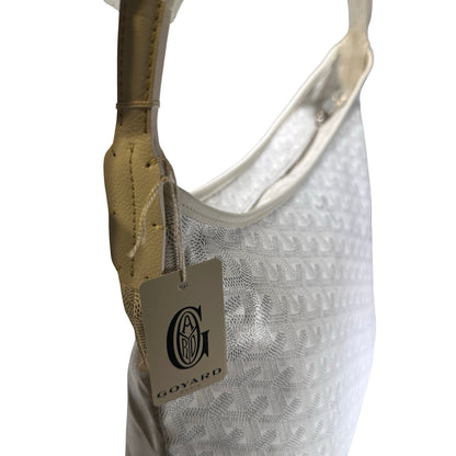 Used GOYARD Canvas Hobo Bag Shoulder Bag White PHW
