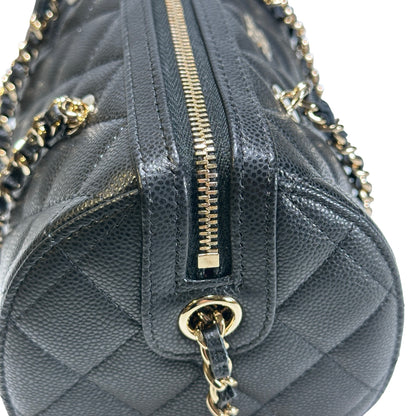 Used CHANEL Caviar Quilted Quilted Barrel Bag Barrel Bag Black