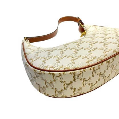 Used CÉLINE Ava Medium Shoulder Bag Brown White GHW