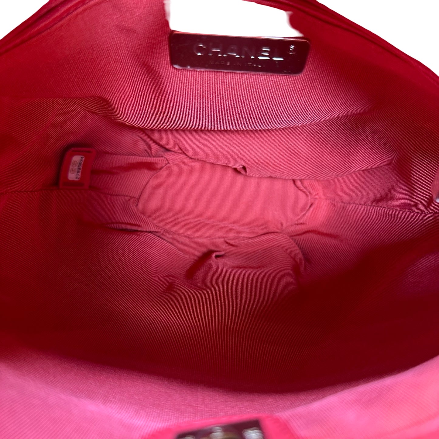 Used Chanel Lambskin Leather Bucket Bag Red PHW