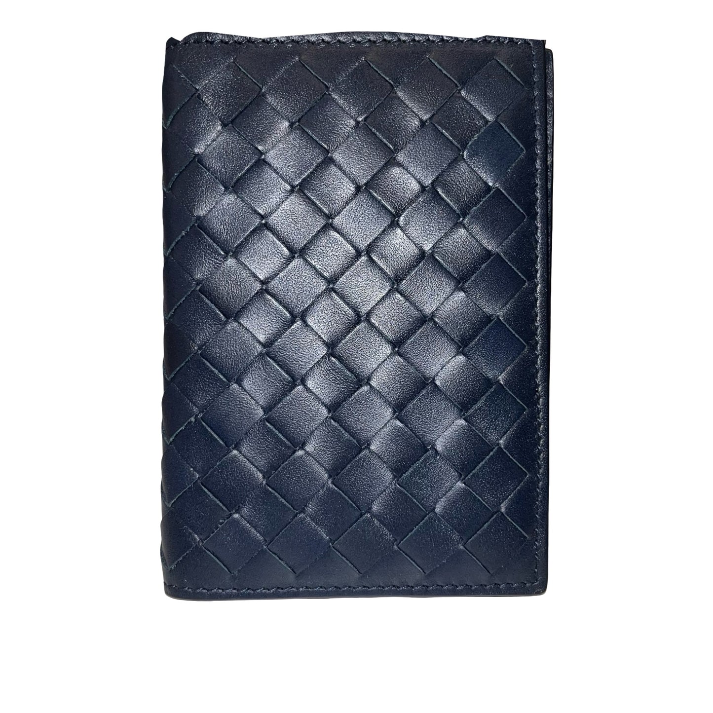 BOTTEGA VENETA Calfskin Leather intrecciato card holder Wallet Navy Blue