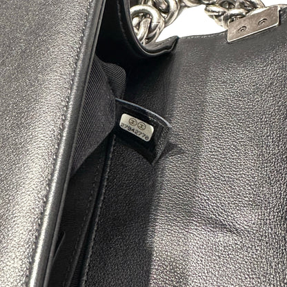 Used Chanel Boy 25cm Chain Shoulder Bag Black PHW