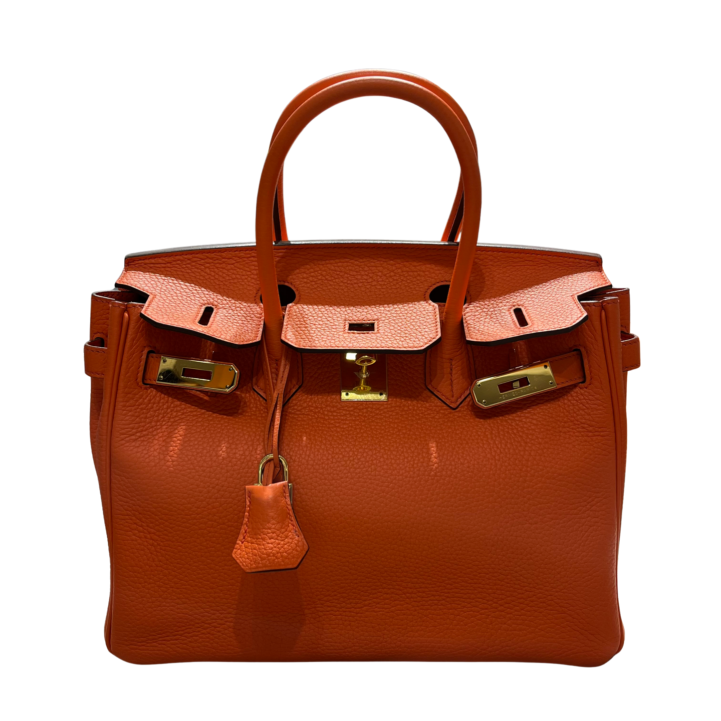 Used HERMES Togo Birkin Handbag Orange
