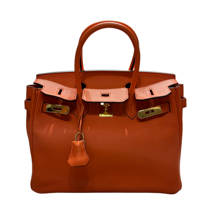 Used HERMES Togo Birkin Handbag Orange