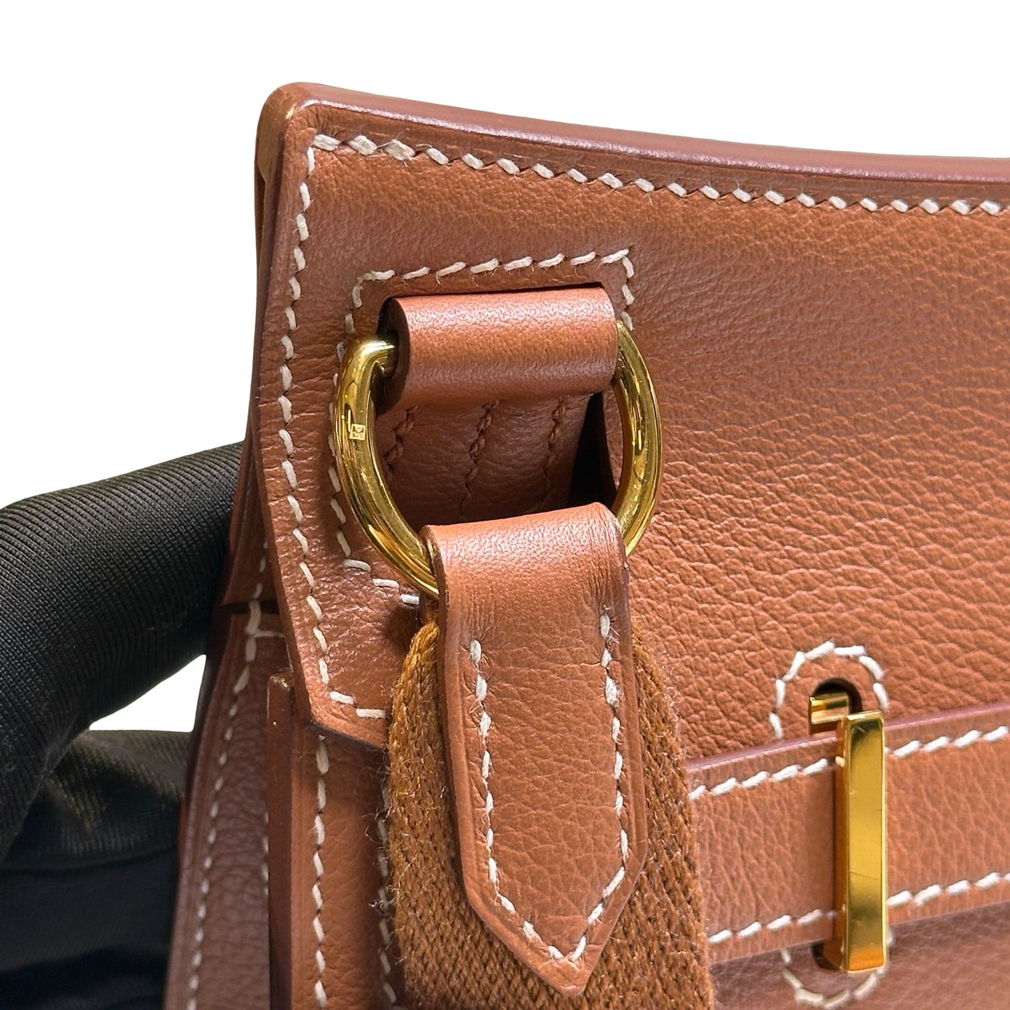 Used HERMÈS Leather MiniJypsiere Cross Body Bag GHW Brown