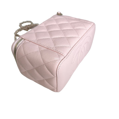 Used CHANEL Quilted Caviar Long Vanity Case Vanity case Pink