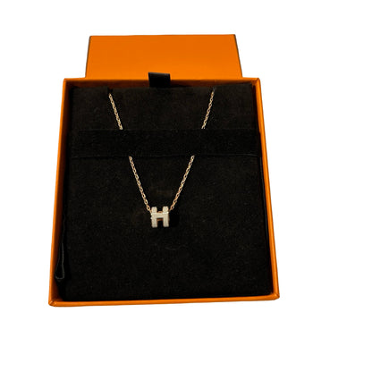 Used HERMÈS Mini Pop H Necklace Grey GHW
