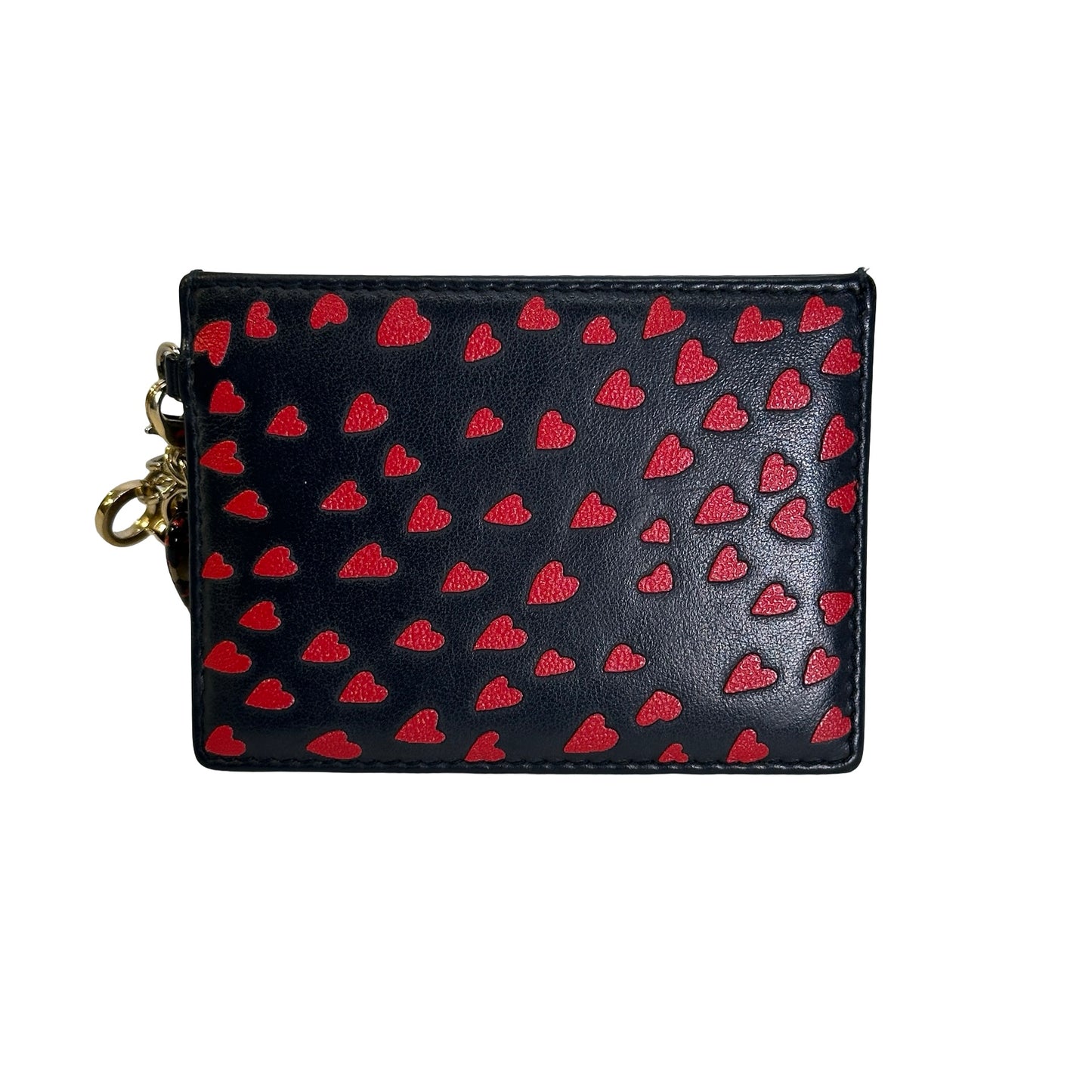 Used DIOR Leather Card Case Card case Black Red