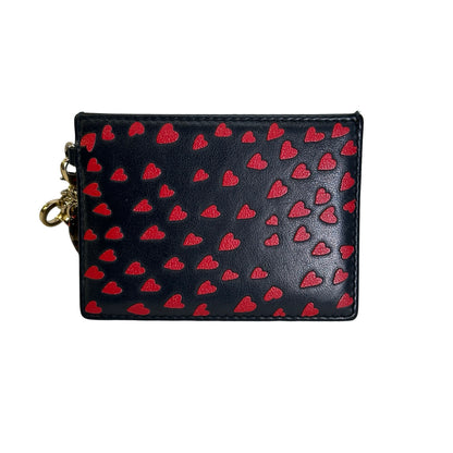 Used DIOR Leather Card Case Card case Black Red