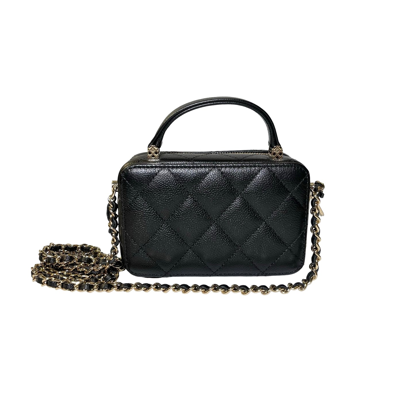 Used Chanel Caviar Leather Vanity Case Black PHW