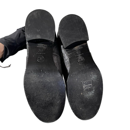 Used CHANEL Short Boots Shoes Silver Black Shoes